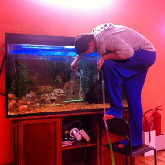 Сергей Пынзарь решил утопиться в аквариуме