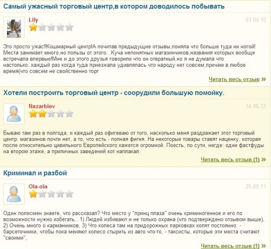 Отзывы о Принц Плаза, где открыт бутик Гусевых