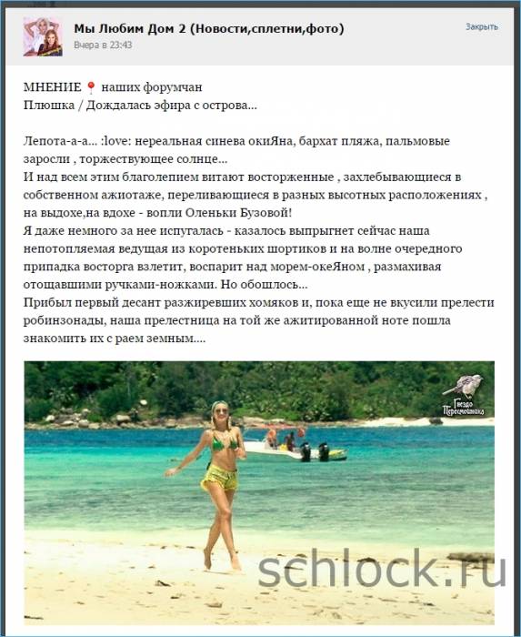 Дождалась эфира с острова... Дождалась эфира с острова...