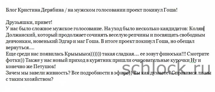 Блог (Кристина Дерябина) - На мужском голосовании... Блог (Кристина Дерябина) - На мужском голосовании...