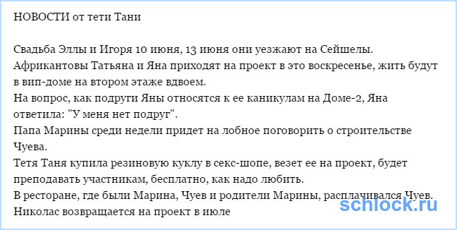 О свадьбе, папе Африкантовой и... Николасе!