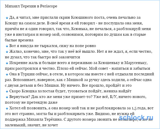 Михаил Терехин в Periscope (19 июля)