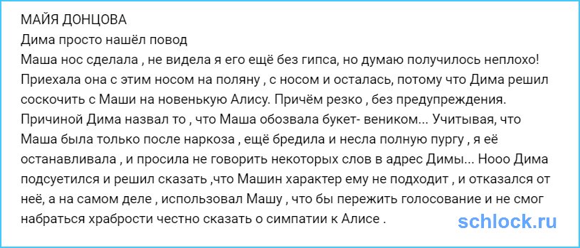 Дима просто нашёл повод?