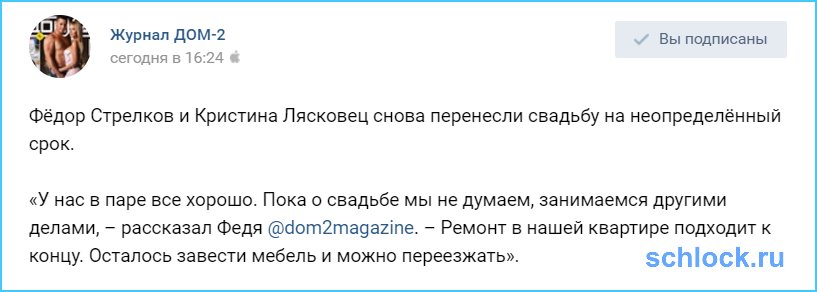 Стрелков и Лясковец перенесли свадьбу на неопределённый срок