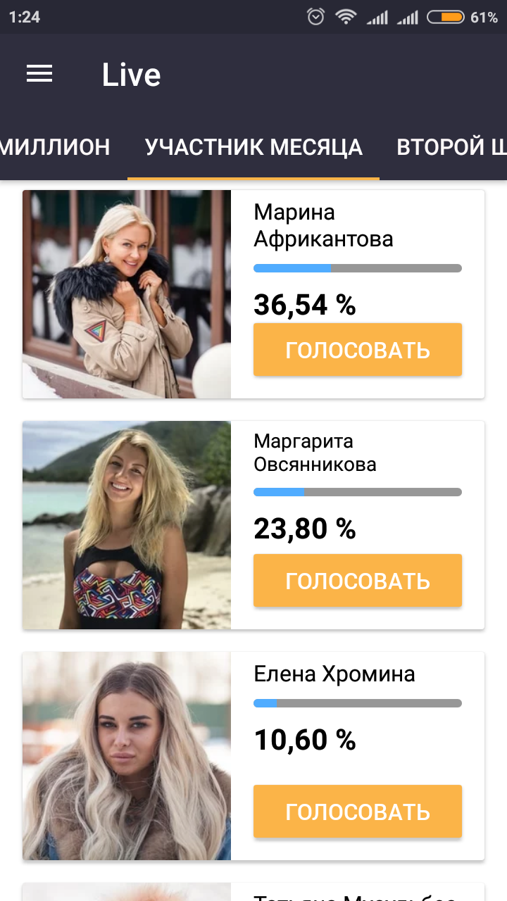 Тройка лидеров конкурса