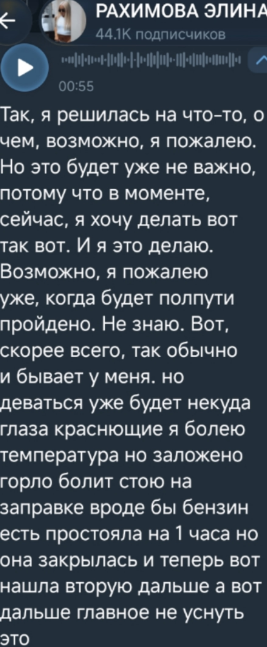 Элина Рахимова уехала с Поляны в неизвестном направлении