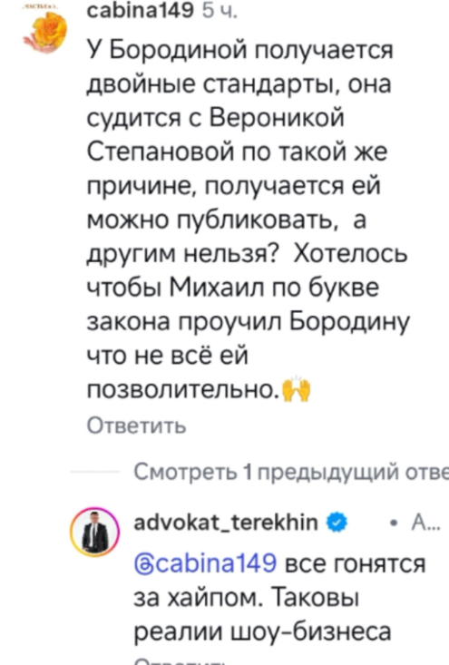 Кристина Дерябина публично извинилась перед Михаилом Терёхиным